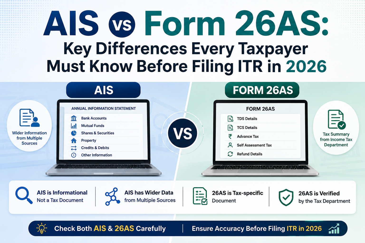 AIS vs Form 26AS: Key Differences Every Taxpayer Must Know Before Filing ITR in 2026